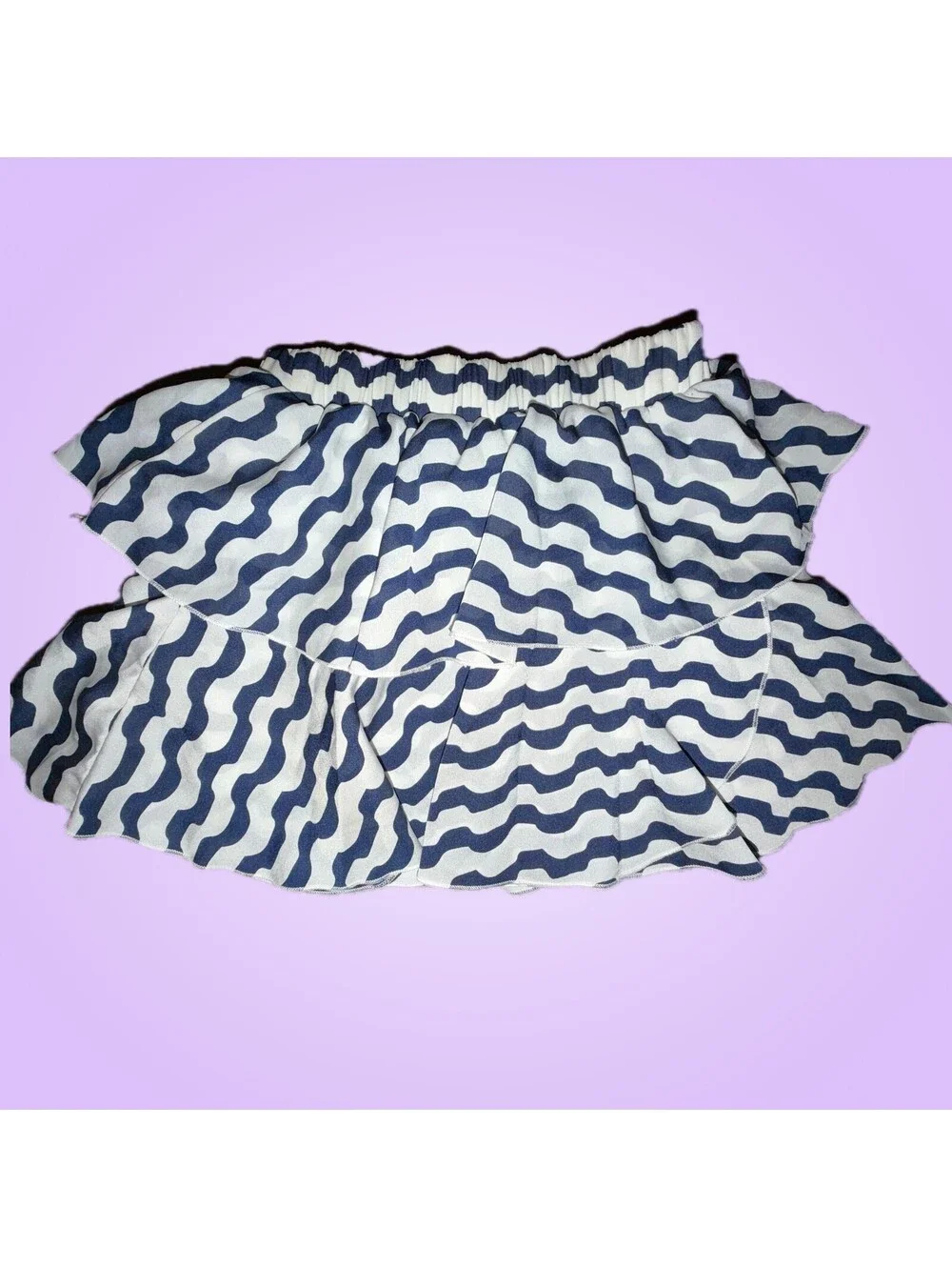 Rachael & Chloe Girls Size 10 Navy and White Wavy Stripe Tiered Skort